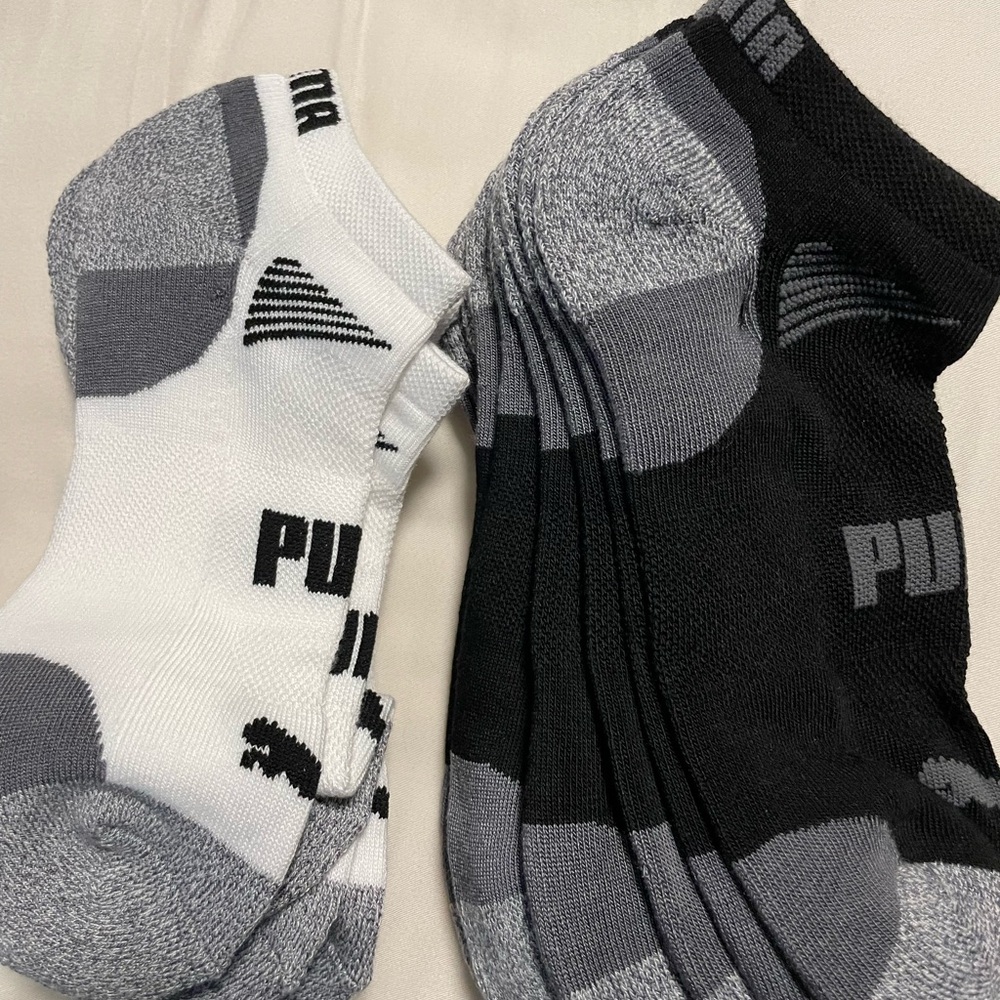 Puma Men's Black and White Ankle Socks